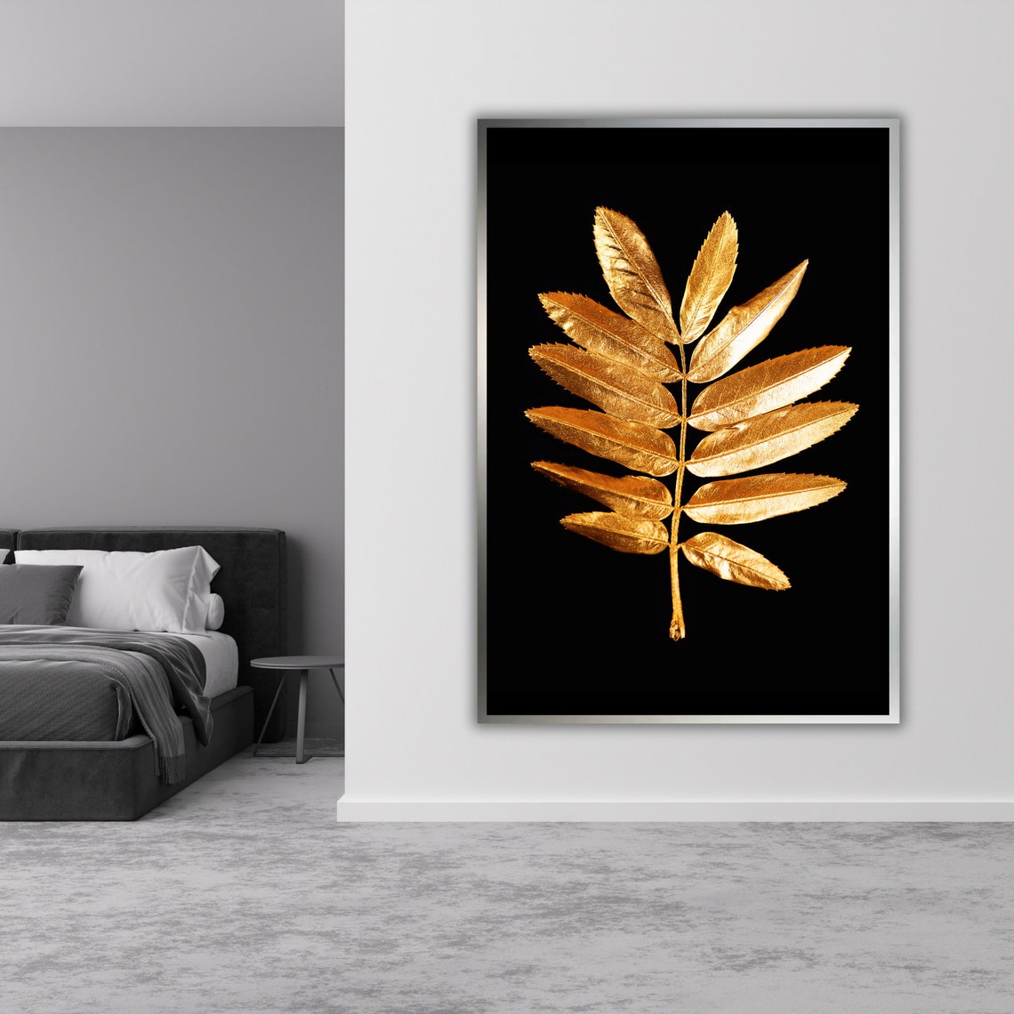 Golden Compound Leaf Black Background Elegant Botanical Poster - Image 3