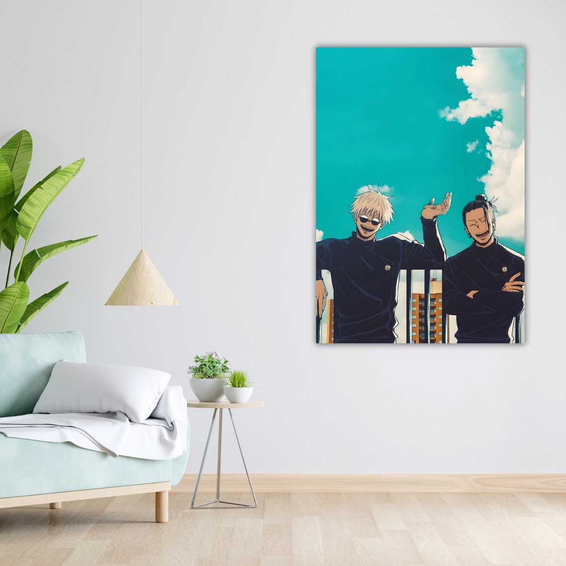 Gojo Satoru Geto Suguru Friends Teal Sky Anime Manga Art Poster - Image 4