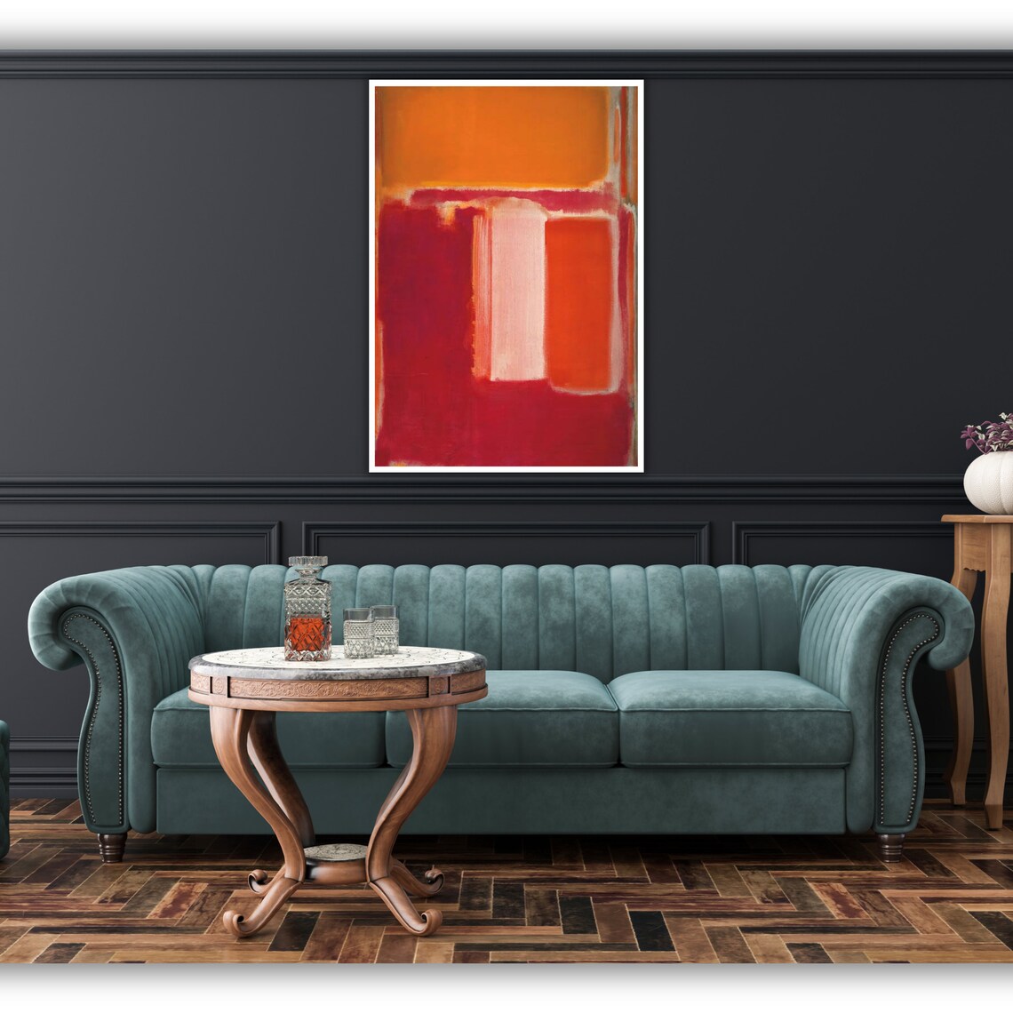 Mark Rothko Orange Art Print Abstract Wall Art Modern Painting Ready To Hang Framed - Image 5