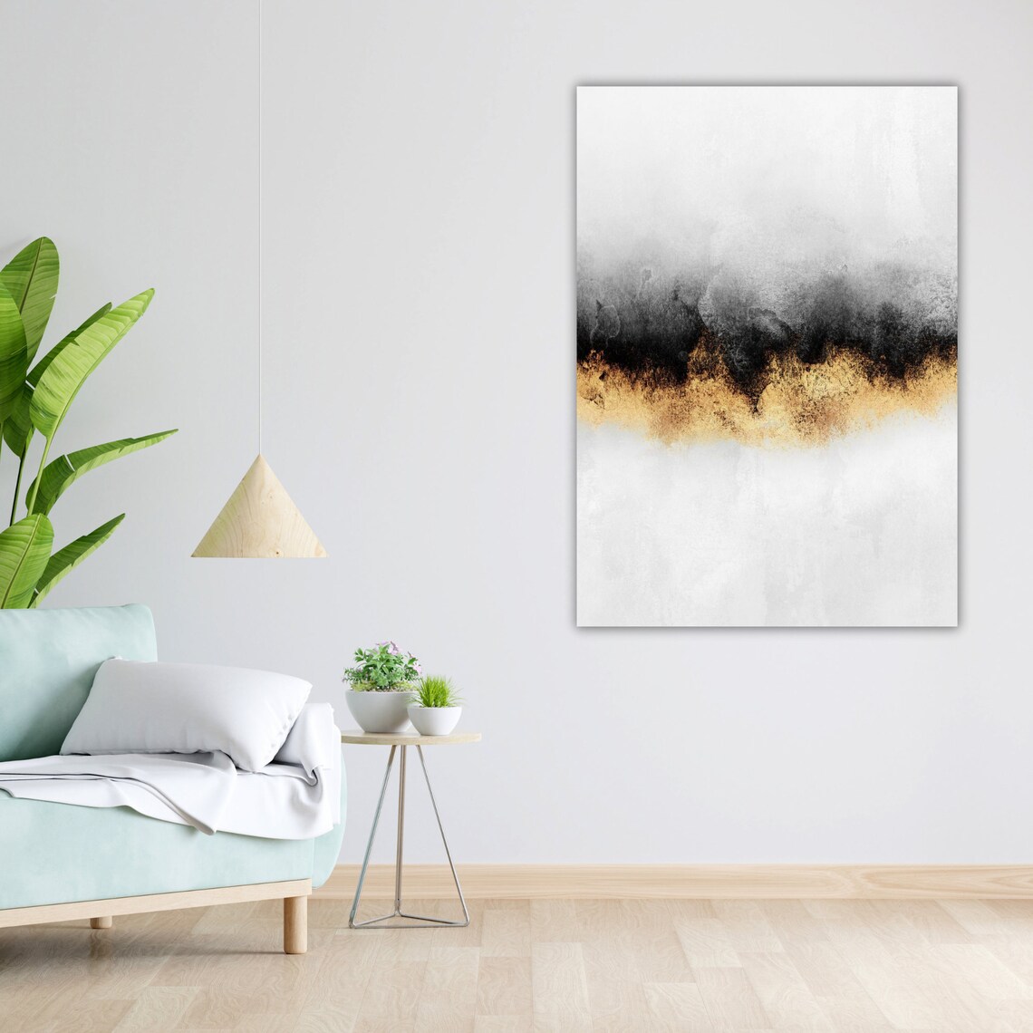 Abstract Black Gold Watercolor Horizon Minimalist Modern Art Poster - Image 3