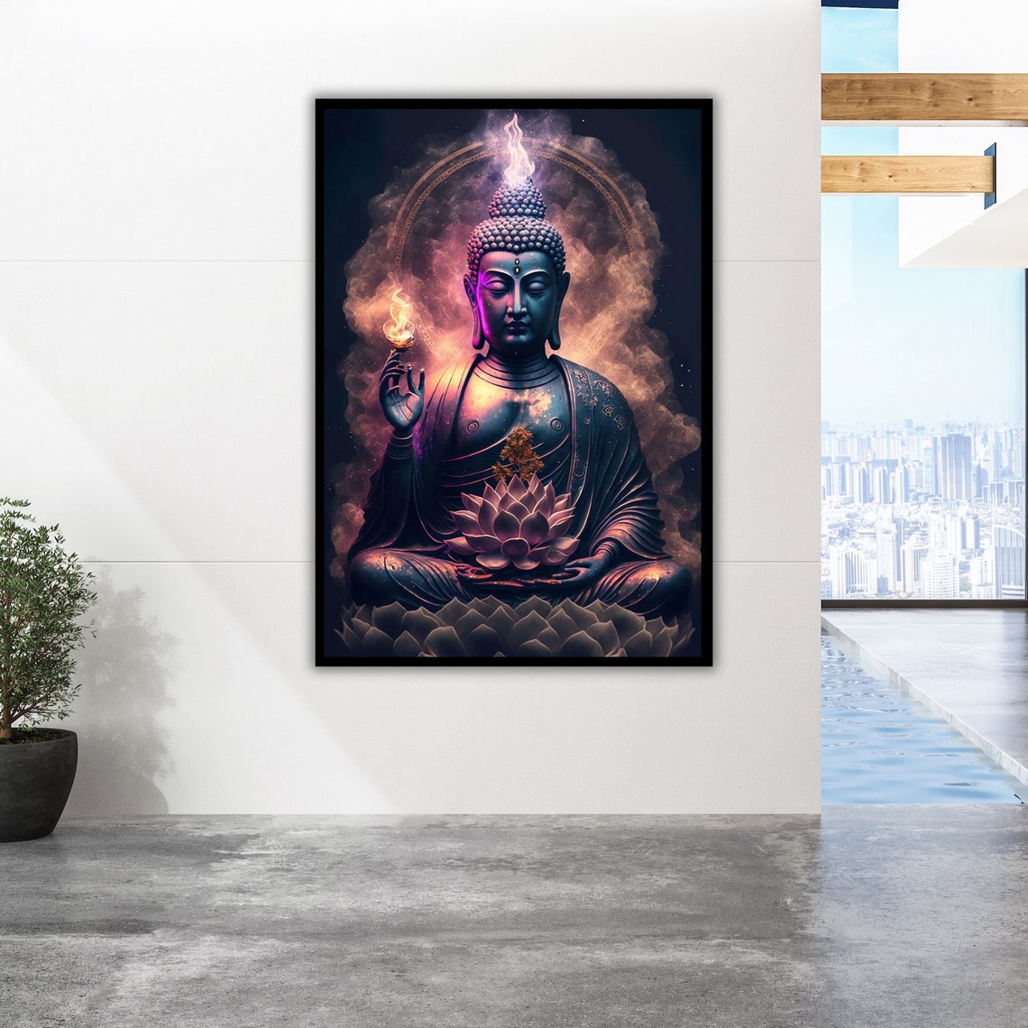 Nature Inspired Buddha Ready To Hang Wall Art Framed Zen Art Spiritual Home Decor - Image 5