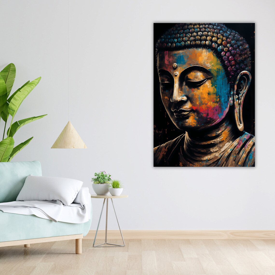 Colorful Buddha Face Abstract Brushstroke Zen Meditation Painting Poster - Image 4