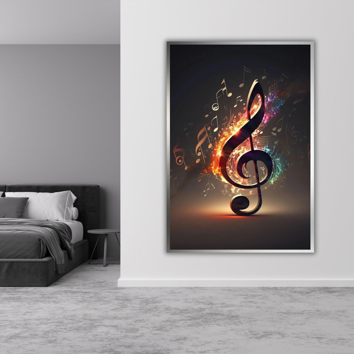 Glowing Treble Clef Musical Notes Fiery Symphony Art Wall Poster - Image 5