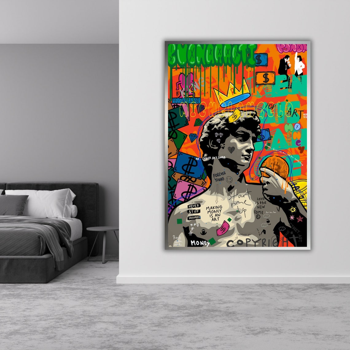 Michelangelo David Graffiti Pop Art Colorful Street Style Poster - Image 2