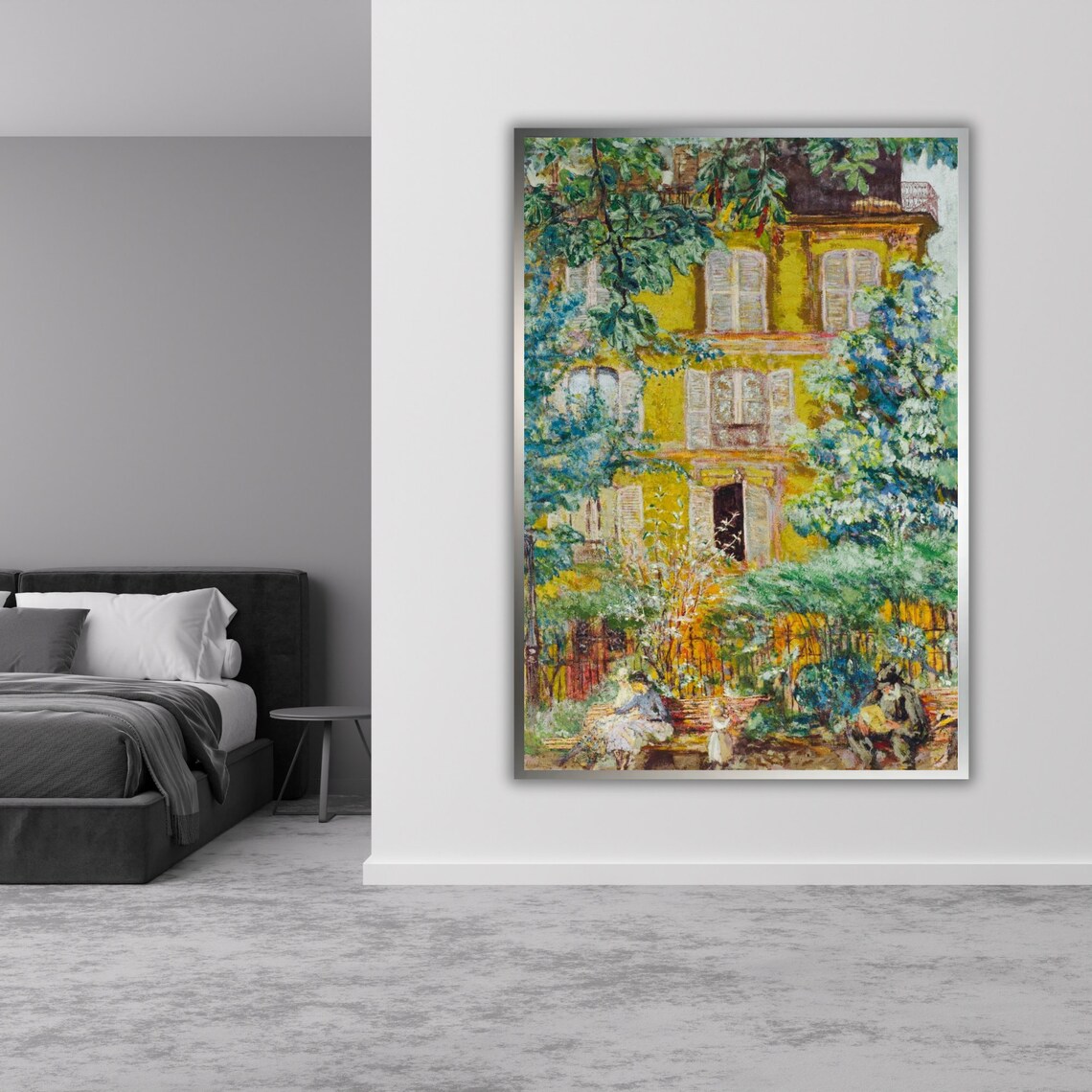 Impressionist Yellow House Garden Courtyard Oil Painting Art Print - Image 2
