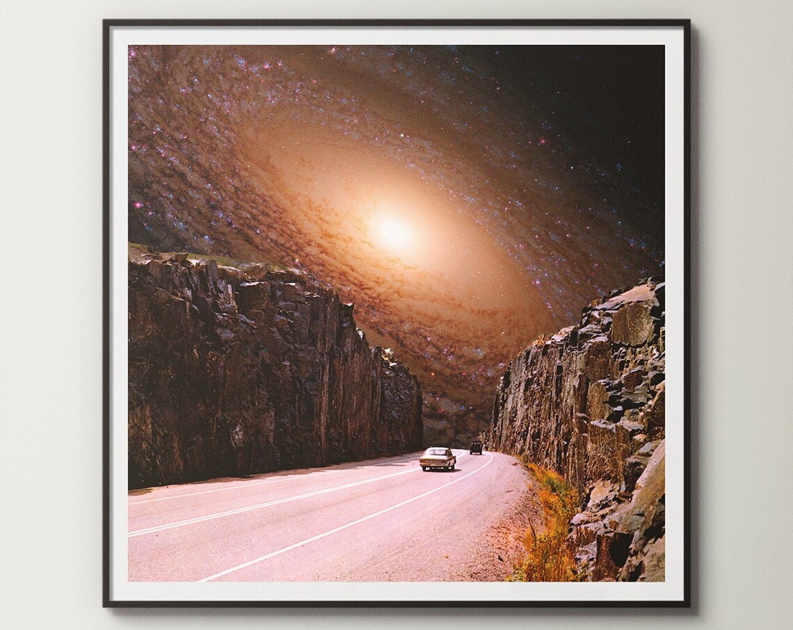 Intergalactic Highway Retro Futurism Art Print