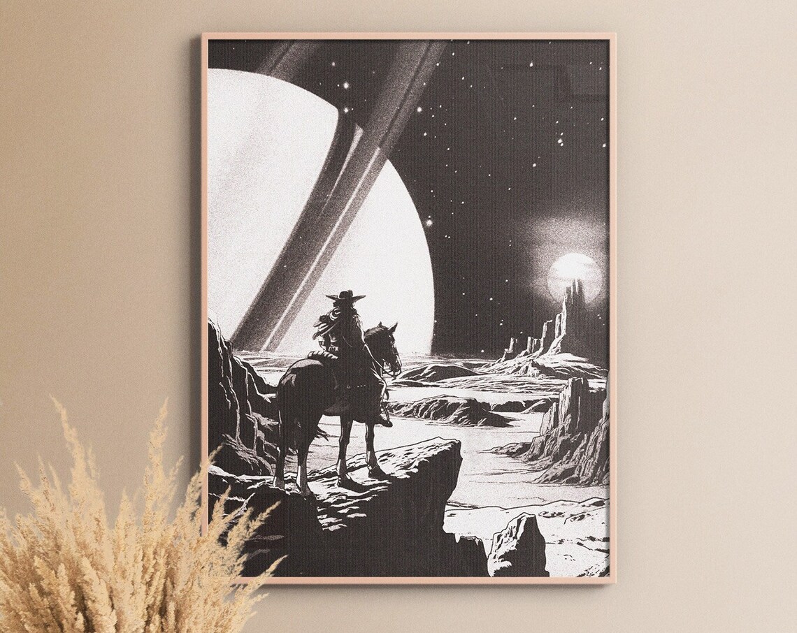 Cosmic Cowboy Retro Futurism Travel Poster