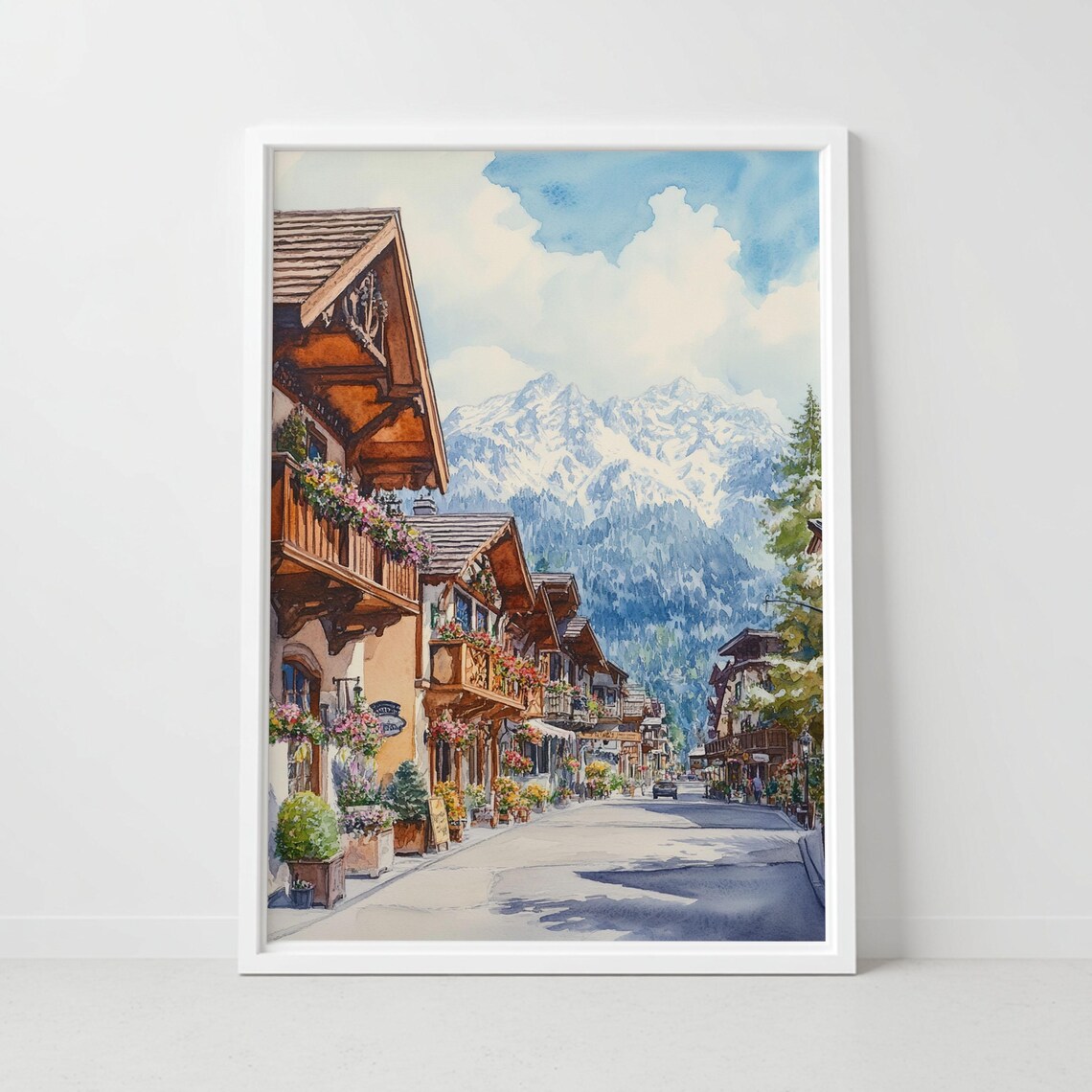 Leavenworth Bavarian Alpine Village Chalet Flower Boxes Mountain Poster