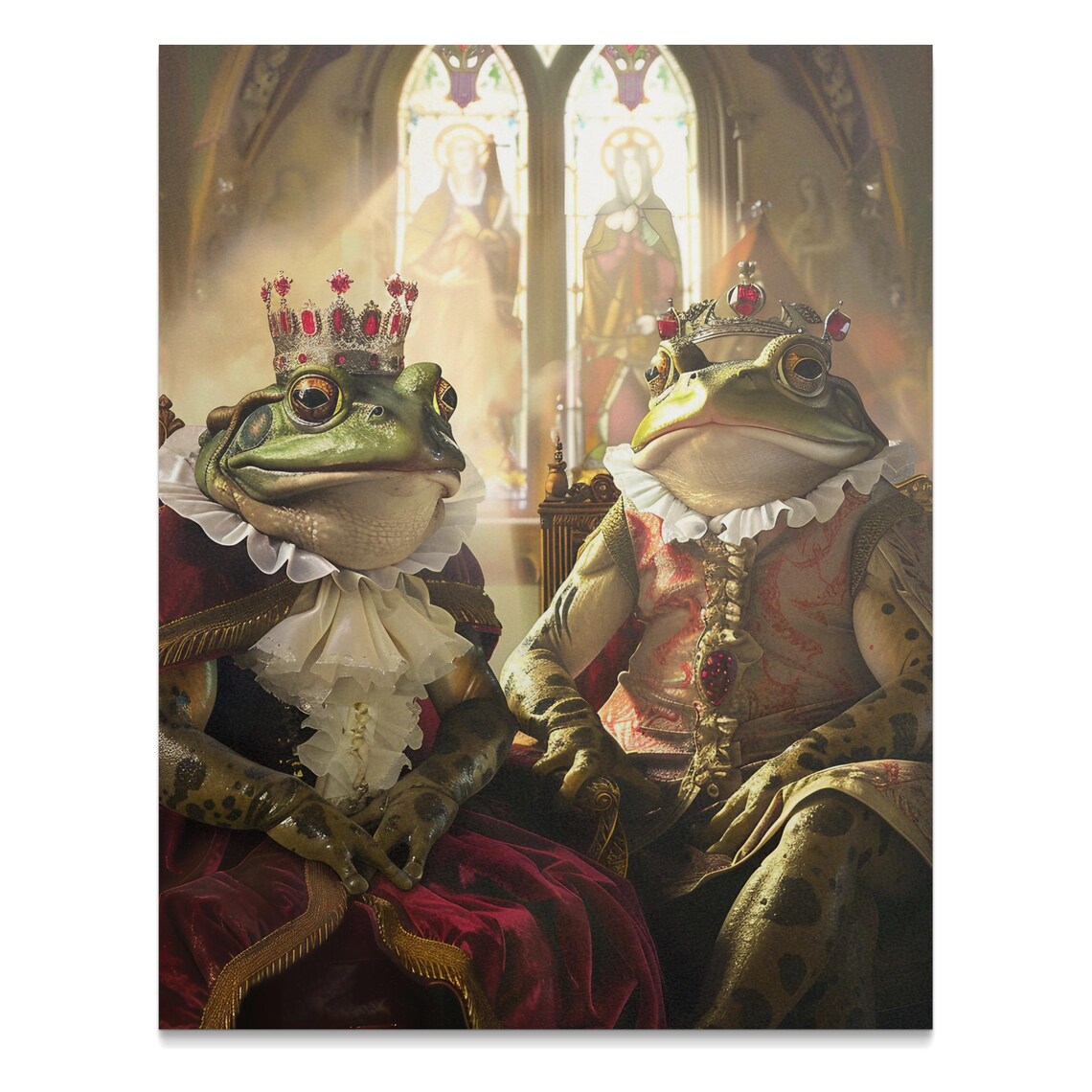 Royal Frog King And Queen Crowned Regal Amphibian Portrait Poster - Image 3