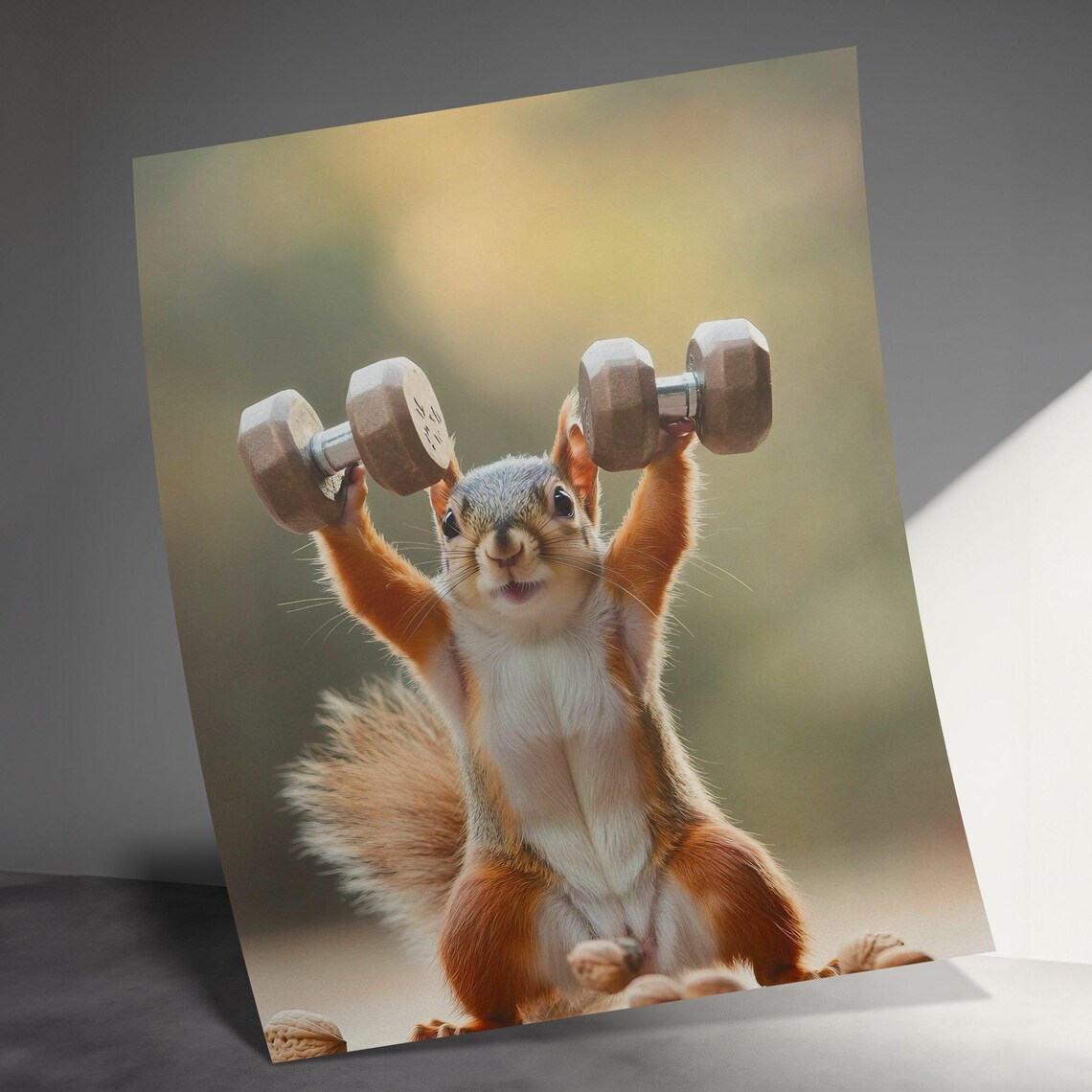 Squirrel Lifting Dumbbells Funny Workout Gym Animal Poster Art - Image 3