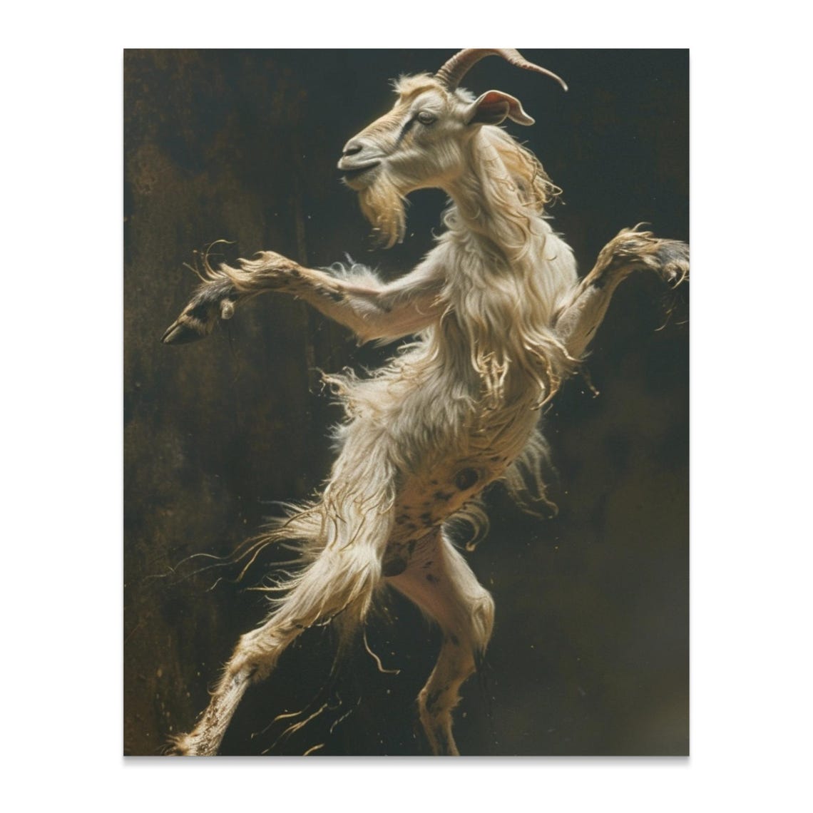 Dancing Goat Rearing Up Whimsical Farm Animal Painting Wall Poster - Image 2