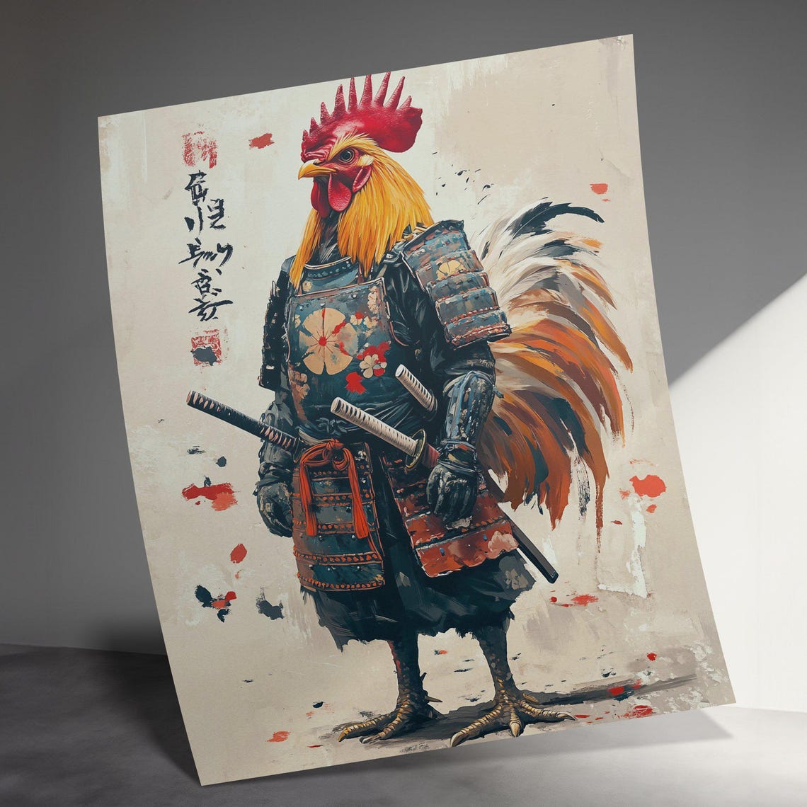 Samurai Rooster Warrior in Armor With Katana Japanese Art Poster - Image 3