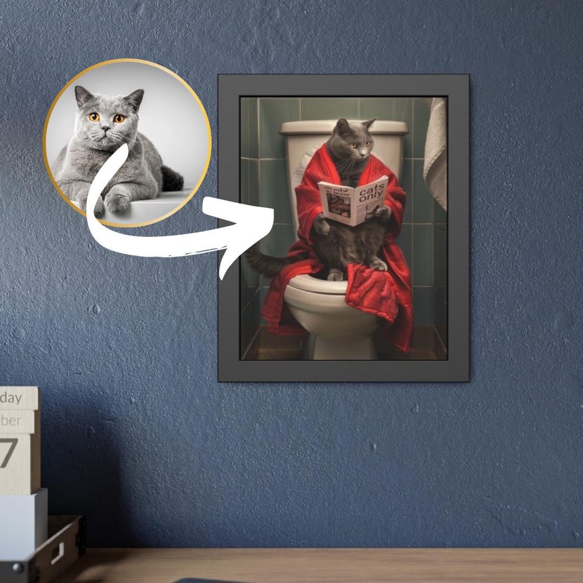 Customizable Pet on the Toilet Funny Personalized Bathroom Wall Art - Image 3