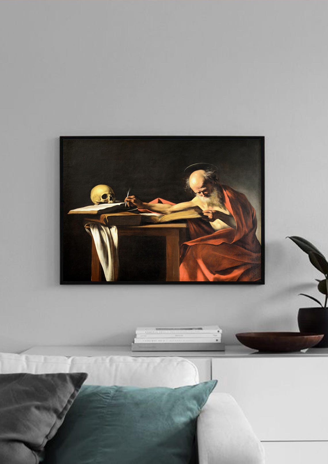 Caravaggio Saint Jerome Writing, Vintage Art Print - Image 2
