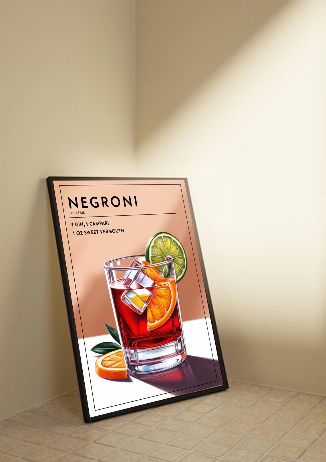 Negroni Cocktail Recipe Art Print, Modern Style - Image 5