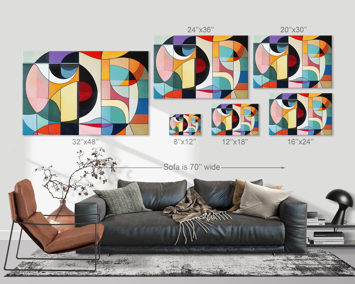 Geometric Abstract Face of Colorful Arcs in Modern Art Poster - Image 3
