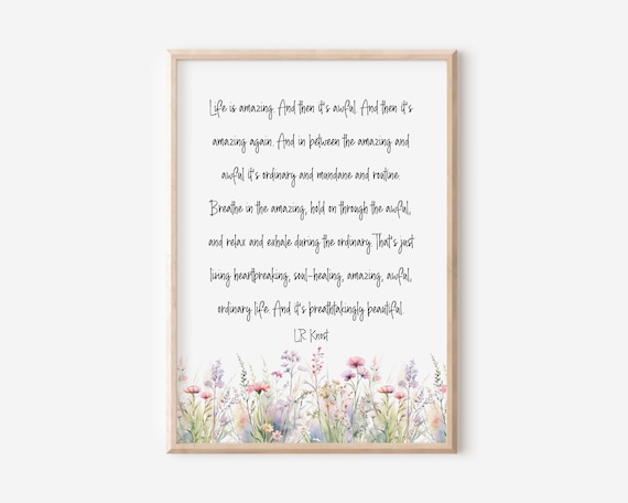 LR Knost Life Is Amazing Quote Wildflower Inspirational Poster