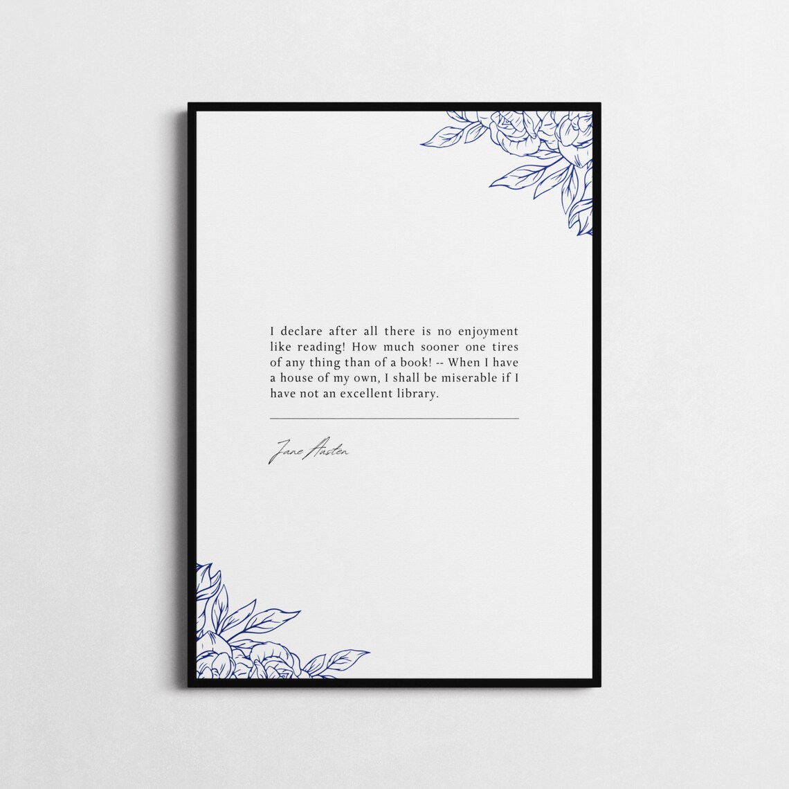 Jane Austen Reading Quote Literary Poster No Enjoyment Like Reading - Image 4