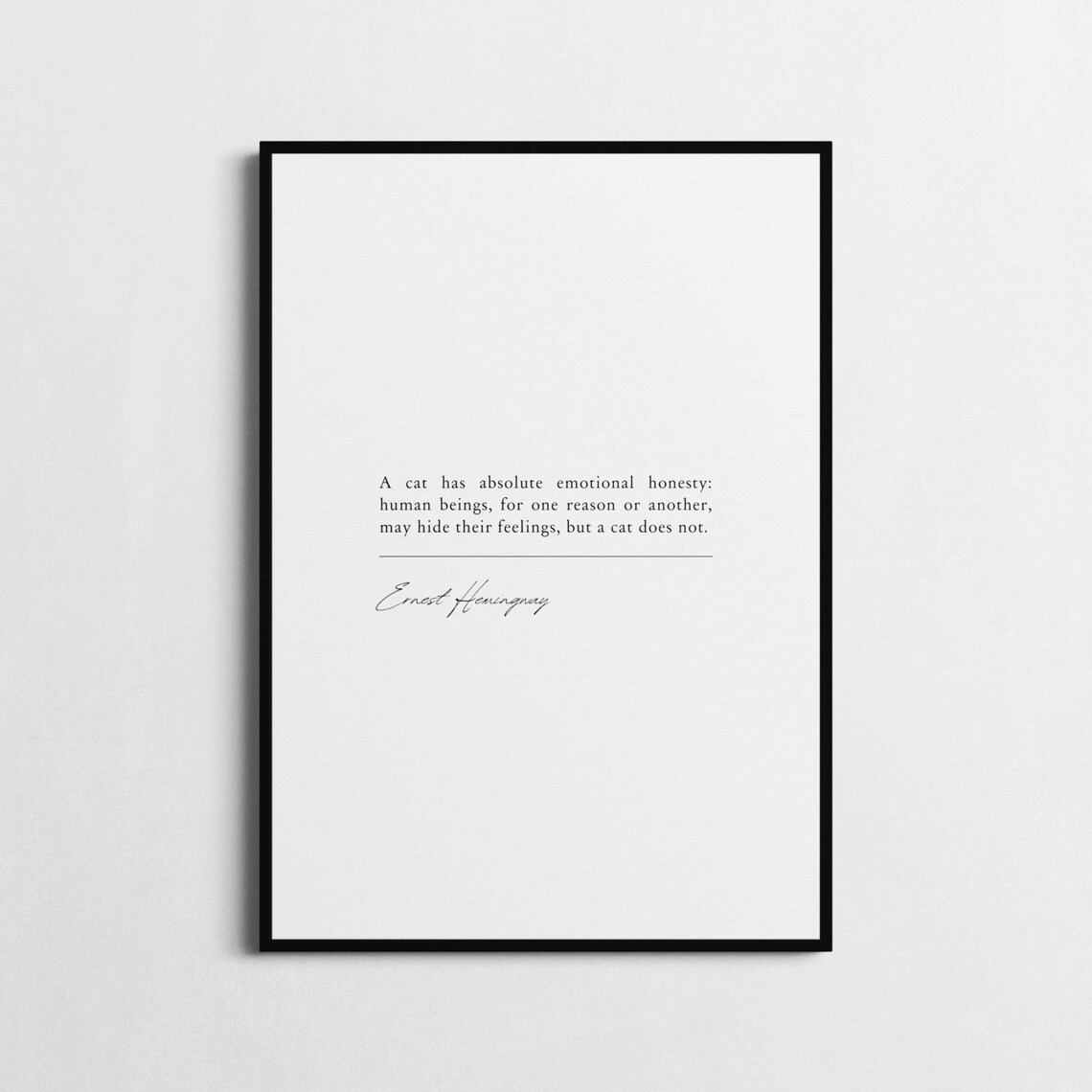 Ernest Hemingway Cat Emotional Honesty Floral Minimalist Quote Poster - Image 4