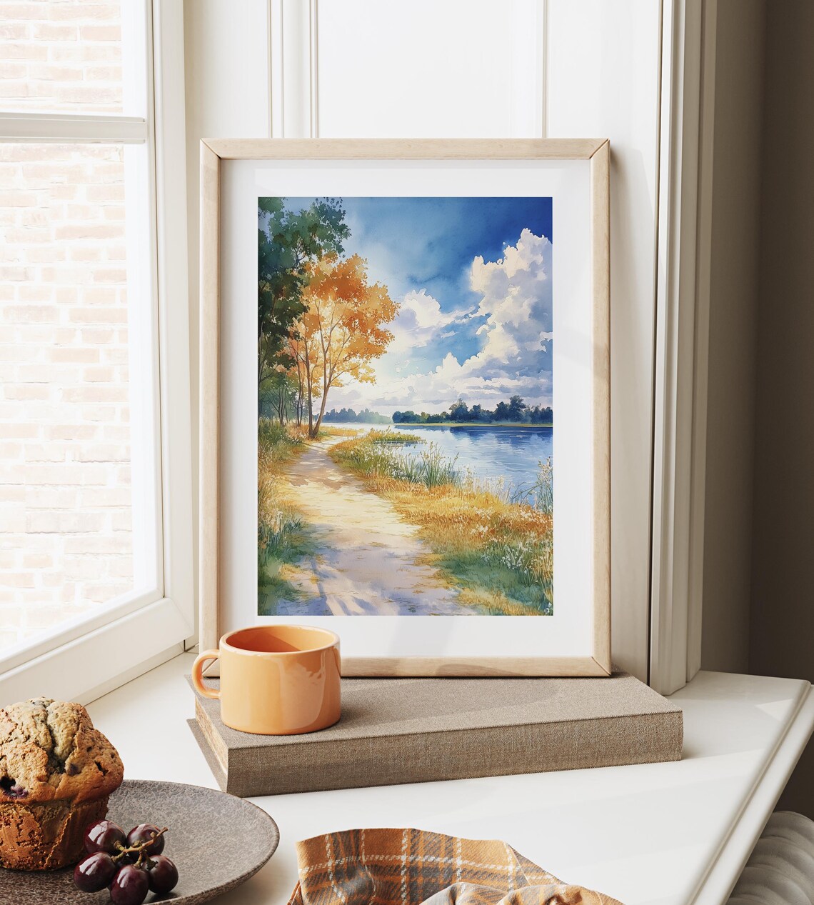 Spring River Path Watercolor Landscape Art Print - Image 3