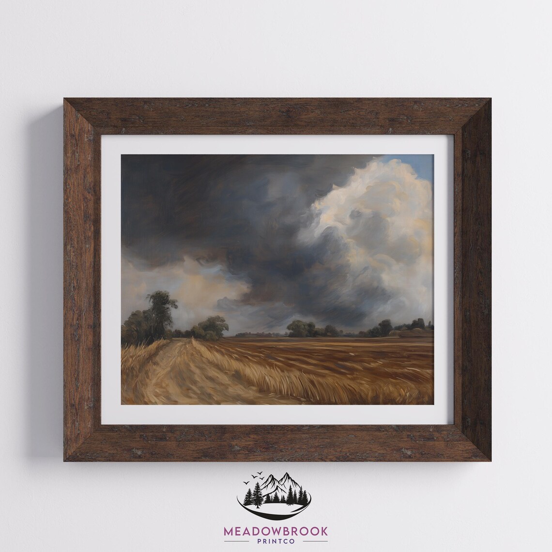 Thunderstorm Over Harvest Field Moody Fall Skies Dramatic Autumn Landscape With Golden Wheat Rustic Fall Wall Decor Art 98 - Image 2