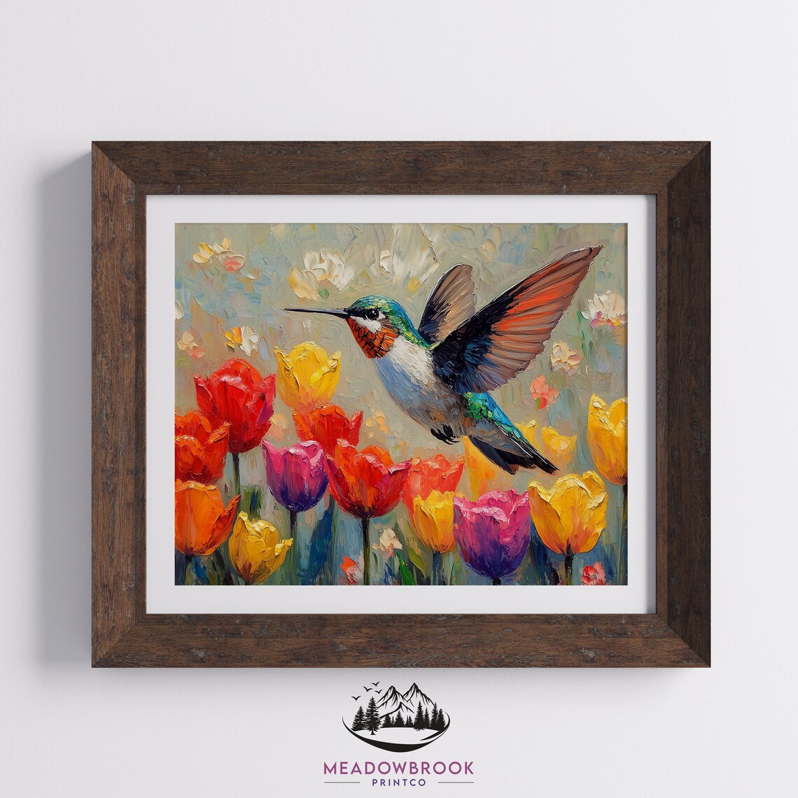 Hummingbird Among Vibrant Blooms Art Print - Image 2