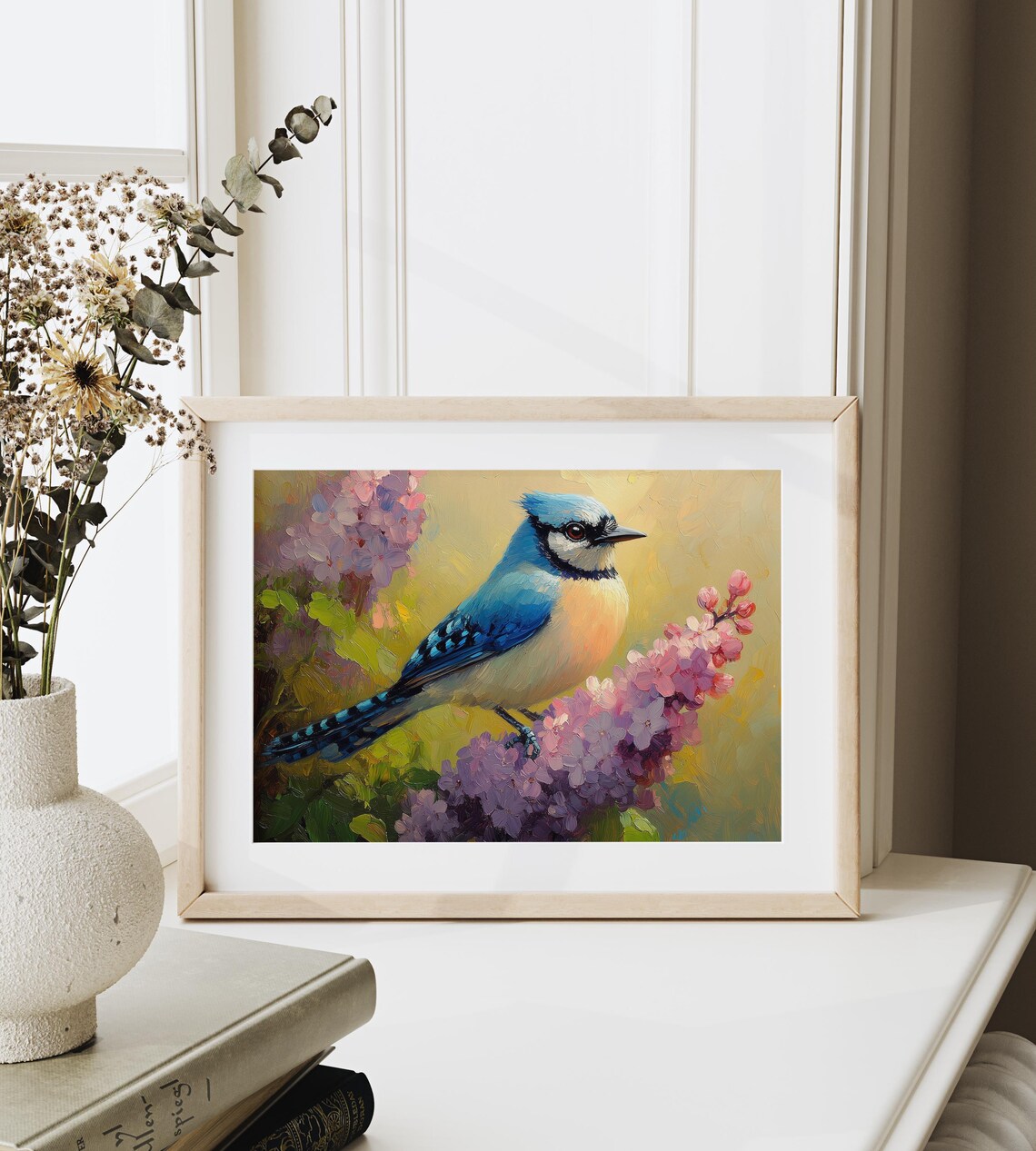 Bluejay Bird Perched On Blooming Lilac Branch - Image 3
