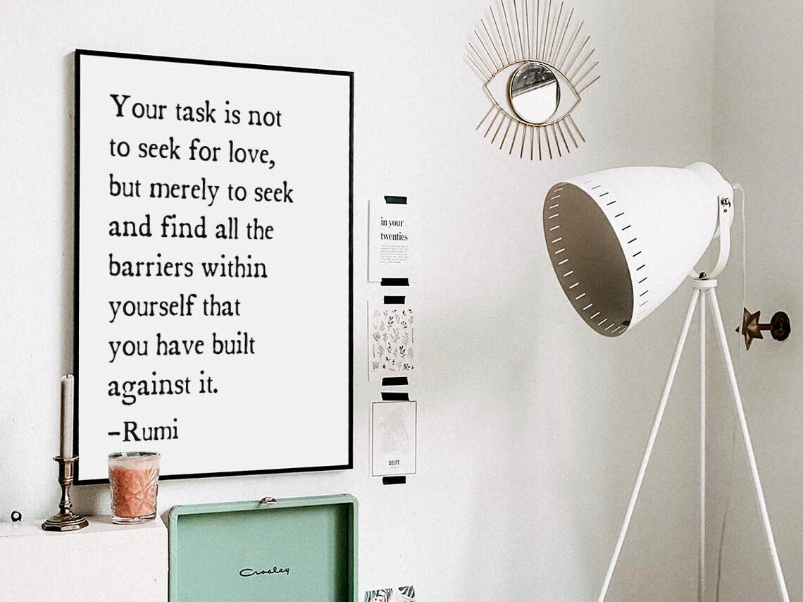 Your Task Is Not To Seek For Love Rumi Spiritual Quote Poster - Image 3