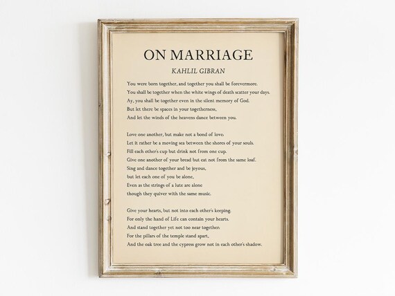 On Marriage by Kahlil Gibran, Poetry Art Print