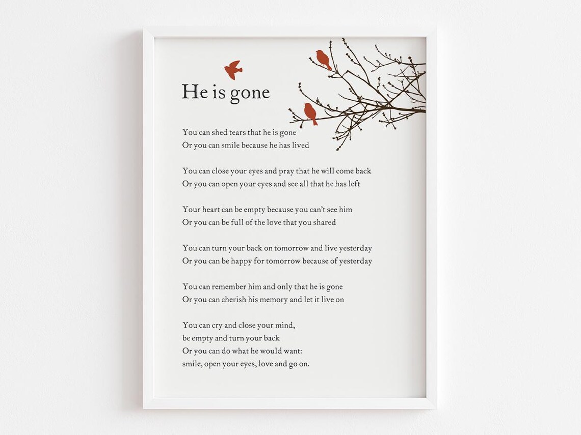He Is Gone Memorial Tribute, Sympathy Gift