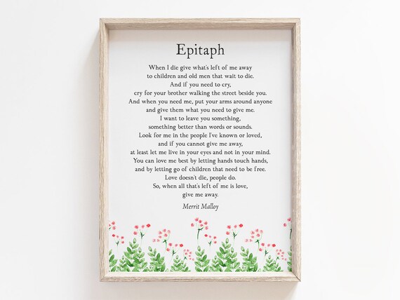 Epitaph Poem When I Die Give NCIS Typography Art Print