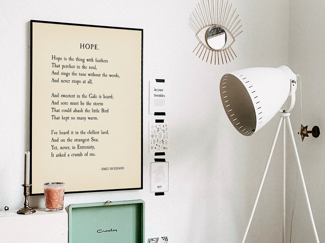 Hope Poem By Emily Dickinson, Vintage Poetry Art Print - Image 3