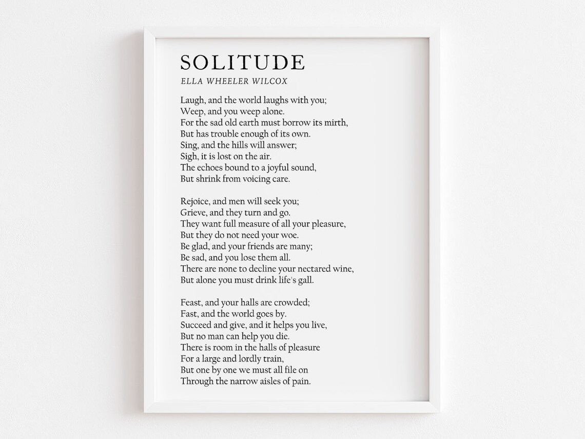 Solitude By Ella Wheeler Wilcox, Meditation Room Decor