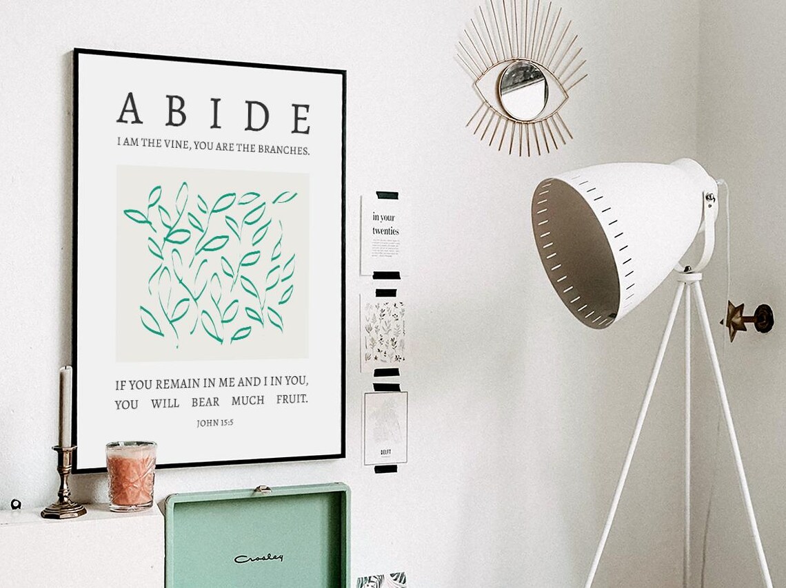 Abide John 155 Vine Branches Minimalist Botanical Christian Poster - Image 3
