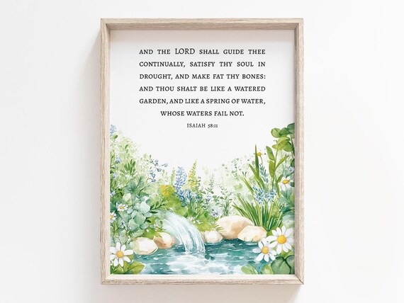 Isaiah 5811 Watercolor Garden Scripture Verse Floral Art Poster