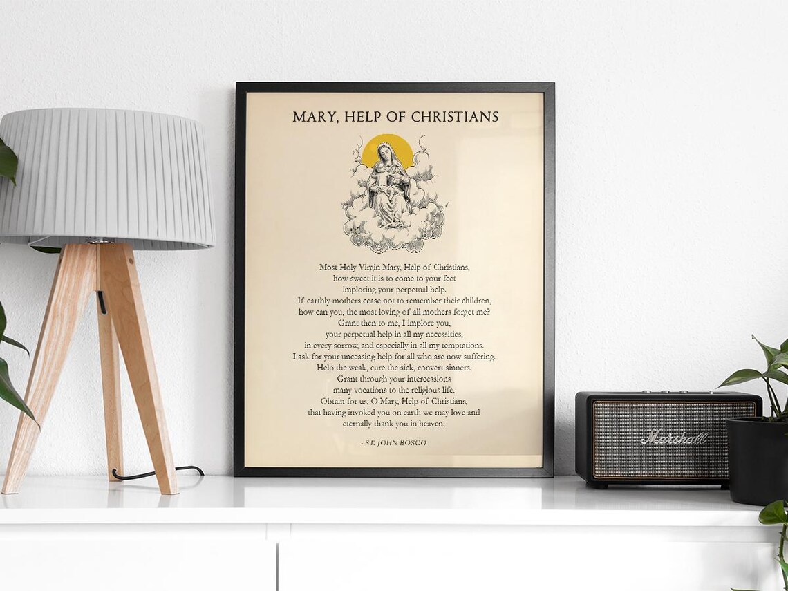 Mary Help Of Christians Prayer, Catholic Decor - Image 2