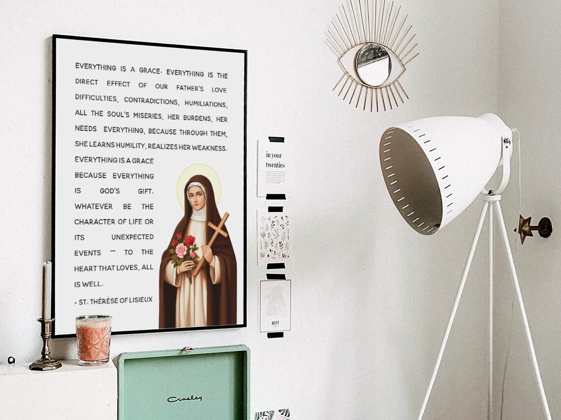 St. Therese of Lisieux Everything Is Grace Catholic Devotional Print - Image 3