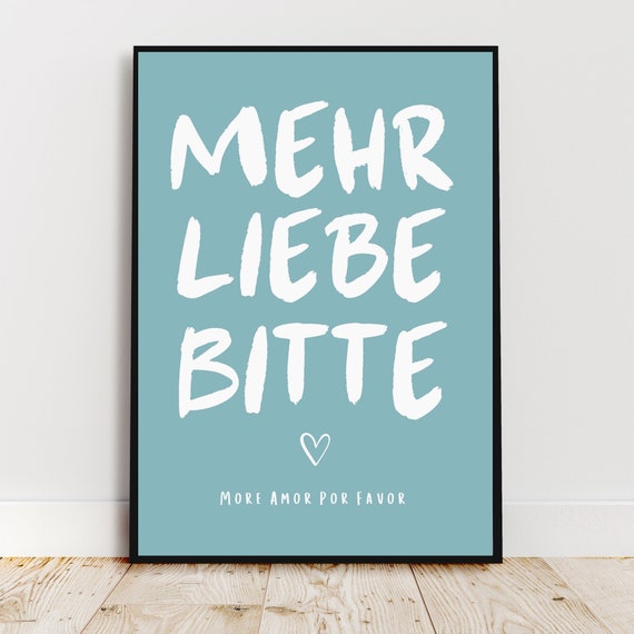 Colored Poster More Love Please Wall Art Positive Message Custom Posters Love Quote Home Decor
