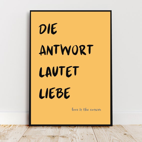 Colored Poster The Answer Is Love Wall Art Positive Message Custom Posters Love Quote Home Decor