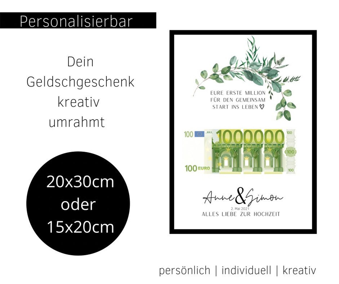 Personalized Wedding Money Gift Poster with Eucalyptus Greenery - Image 4