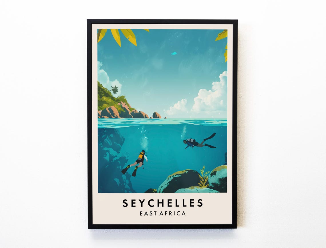 Seychelles Travel Print Wall Art Seychelles Seychelles Poster Africa Travel Print Travel Lovers Home Decor Wall Art City Travel Poster