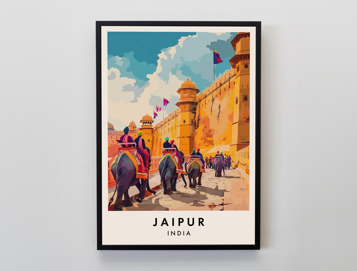 Jaipur Travel Poster, India Place Wall Art