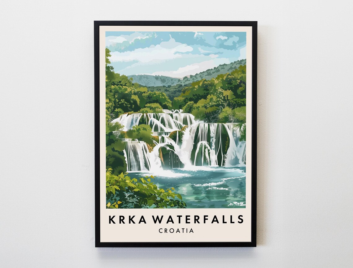 Krka National Park Travel Poster, Croatia Landscape