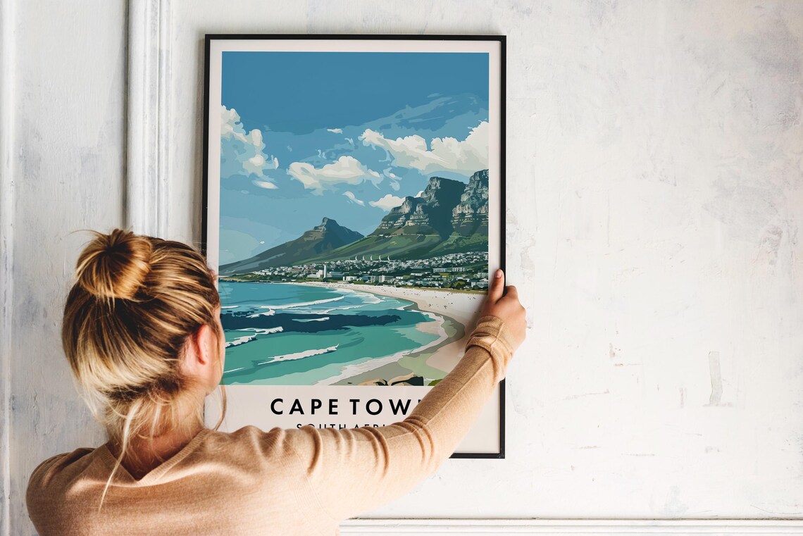 Cape Town South Africa Table Mountain Camps Bay Beach Travel Poster - Image 2