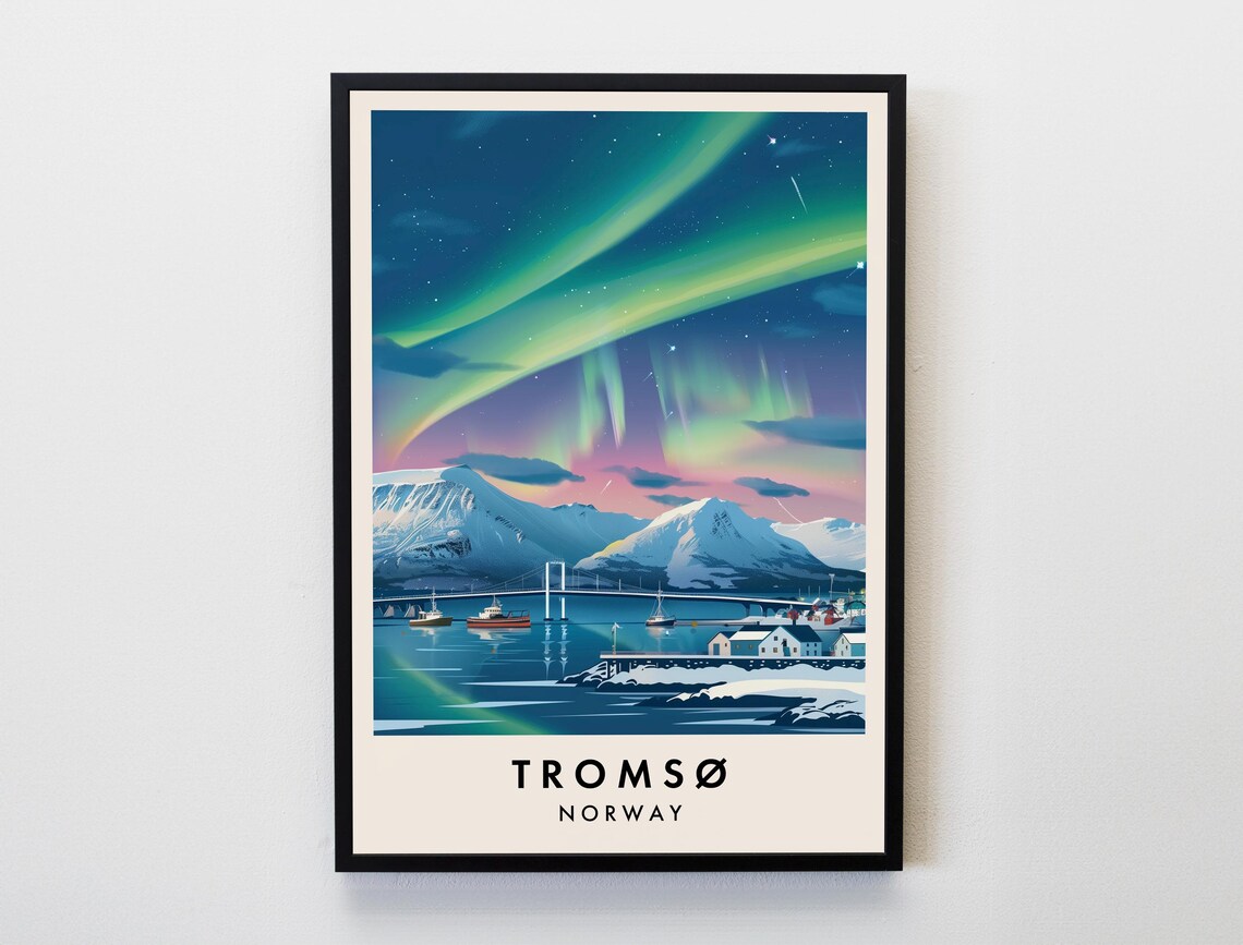 Troms Travel Poster, Norway Lovers Home Decor