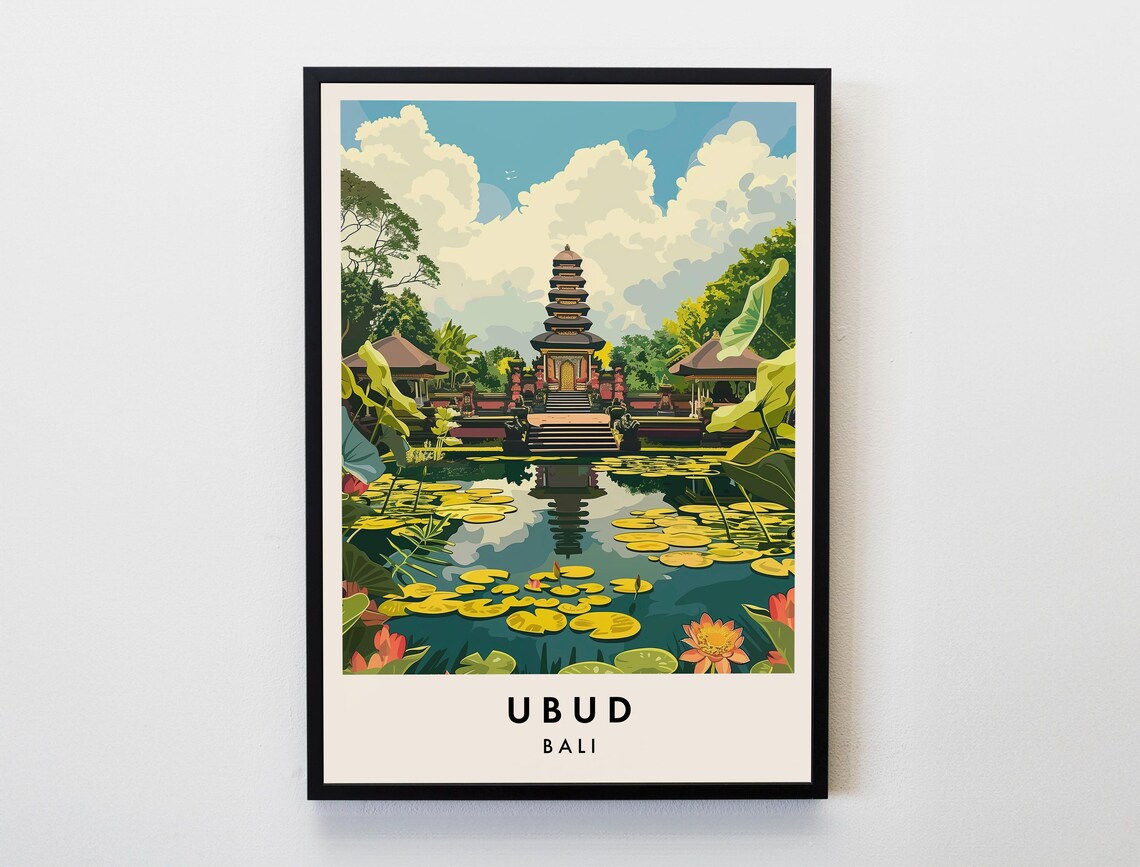Ubud Bali Travel Poster, Indonesia Lovers Home Decor