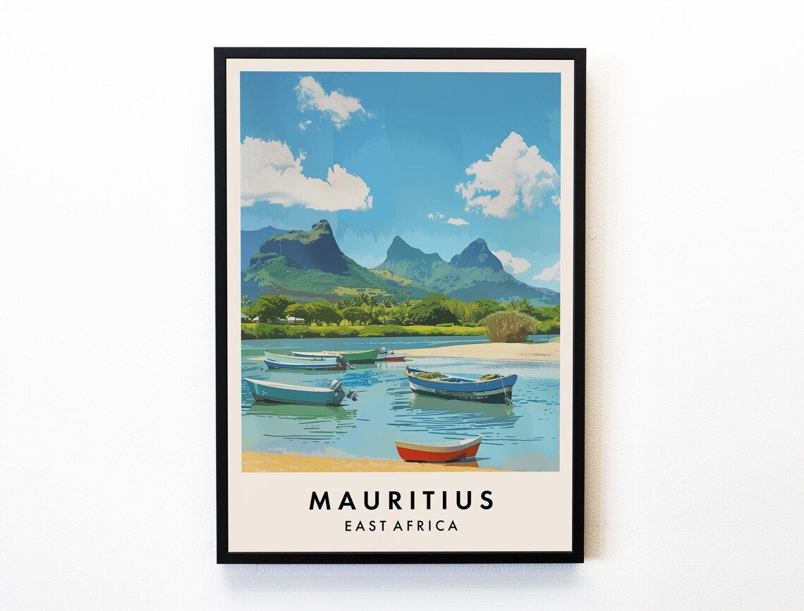 Mauritius Travel Poster, Africa City Travel Print
