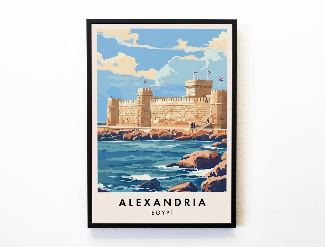 Alexandria Egypt Citadel Harbor Sea Fortress Coastal Travel Poster