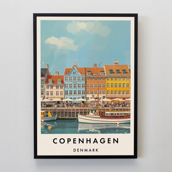 Copenhagen Travel Poster, Europe Wall Art Print