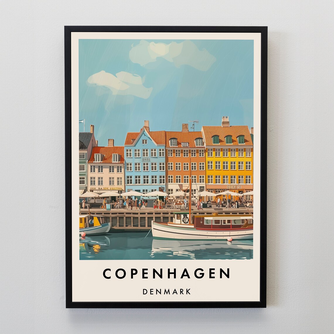 Copenhagen Travel Poster, Europe Wall Art Print